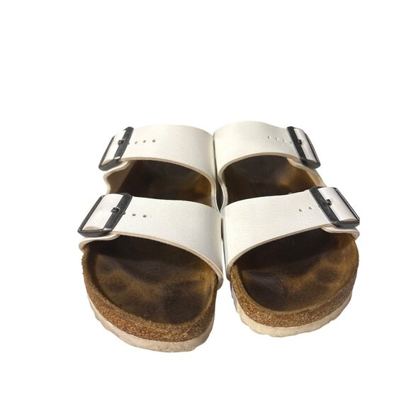Birkenstock Arizona White Sandals Size 8 Womens Two-Strap Slide Made In Germany - Picture 2 of 7
